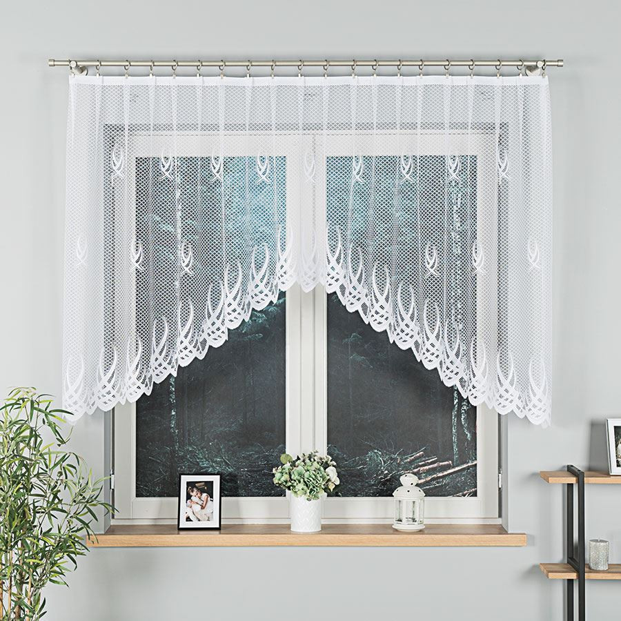 GOSIA Firanka żakardowa gotowa, szerokość 250 x wysokość 120cm, kolor 001 biały