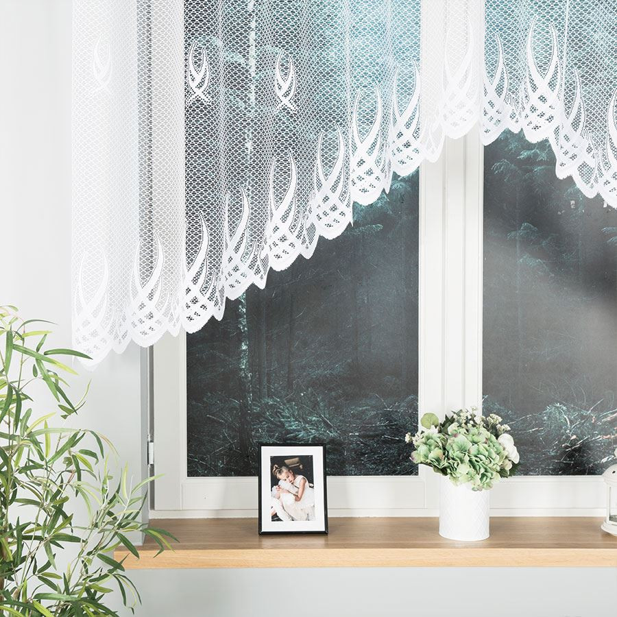 GOSIA Firanka żakardowa gotowa, szerokość 250 x wysokość 120cm, kolor 001 biały