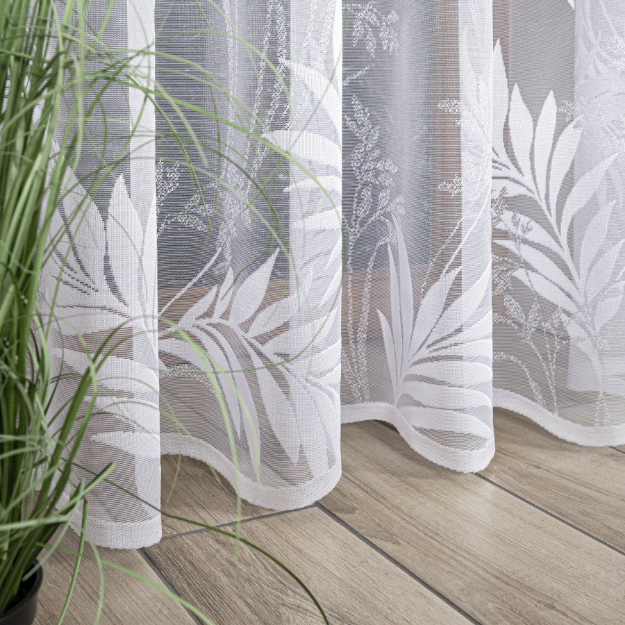 KAJA Firanka żakardowa gotowa, szerokość 300 x wysokość 250cm, kolor 001 biały