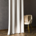 BLACKOUT VELVET zasłona gotowa na przelotkach welwetowa blackout ciepła jasna szara 140x250 cm