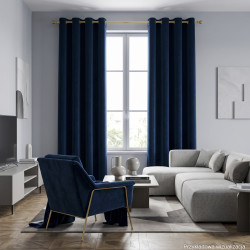 BLACKOUT VELVET Zasłona gotowa na przelotkach, szerokość 140cm x wysokość 250cm, kolor 011 granatowy