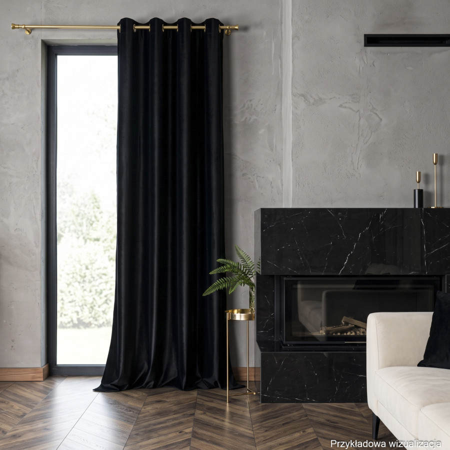 BLACKOUT VELVET Zasłona gotowa na przelotkach, szerokość 140cm x wysokość 250cm, kolor 111 czarny