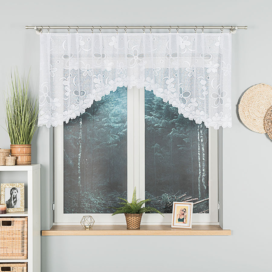 RENATA Firanka żakardowa gotowa, szerokość 250 x wysokość 80cm, kolor 001 biały