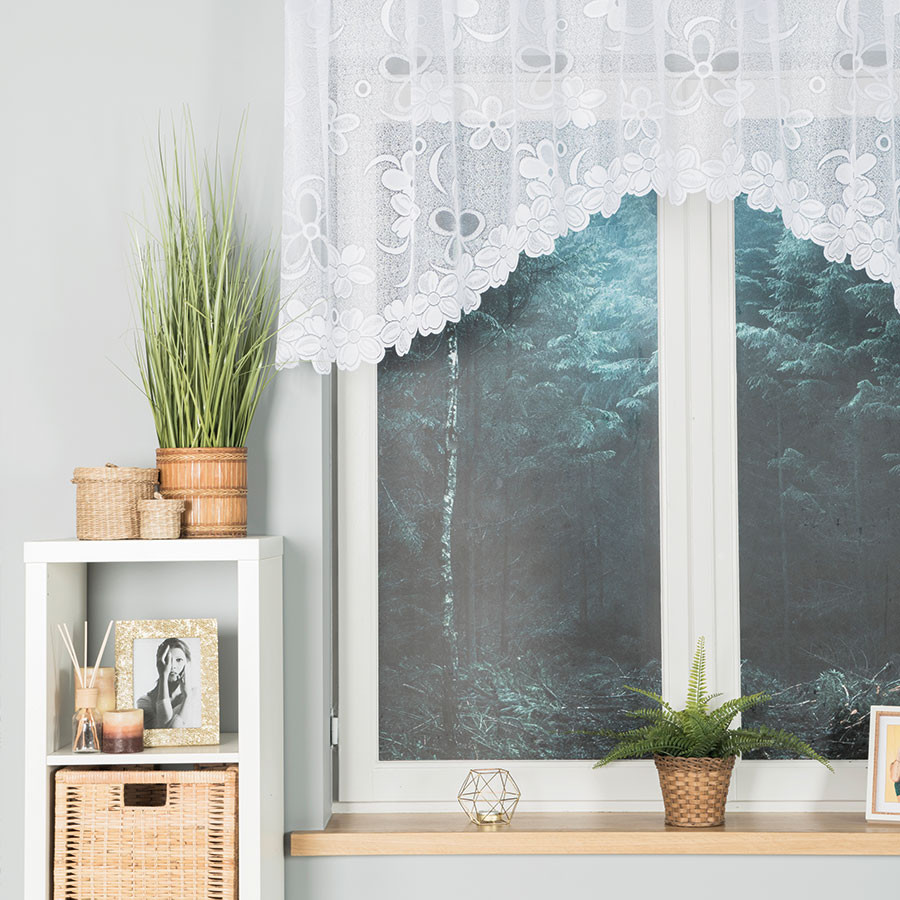 RENATA Firanka żakardowa gotowa, szerokość 250 x wysokość 80cm, kolor 001 biały