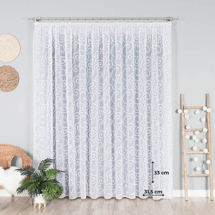 000013 Firanka gotowa na taśmie z batystu · biały · 500x270 cm