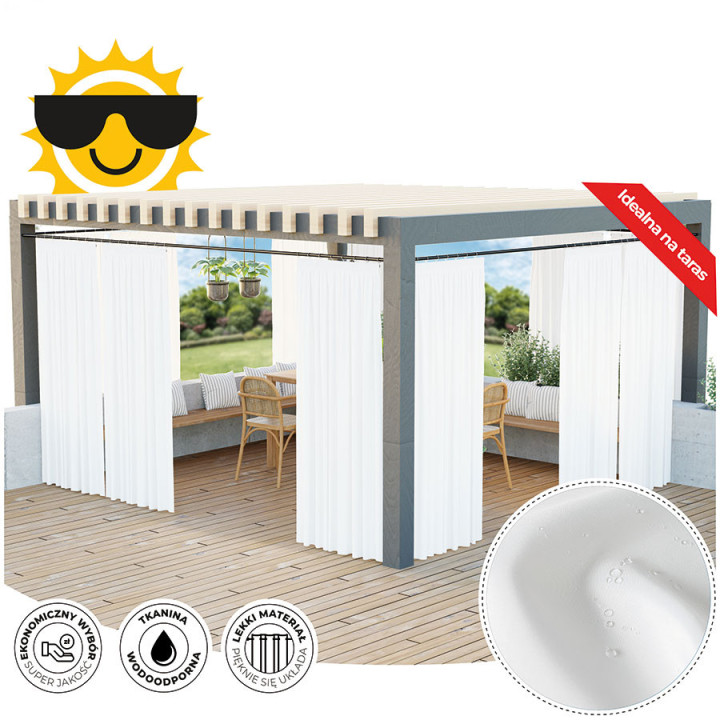 GARDENIA zasłona wodoodporna biała 140x200 cm