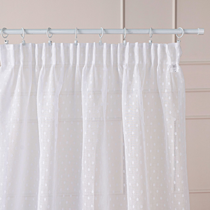 Firana gotowa na taśmie, szerokość 140cm x wysokość 250cm, kolor 001 biały