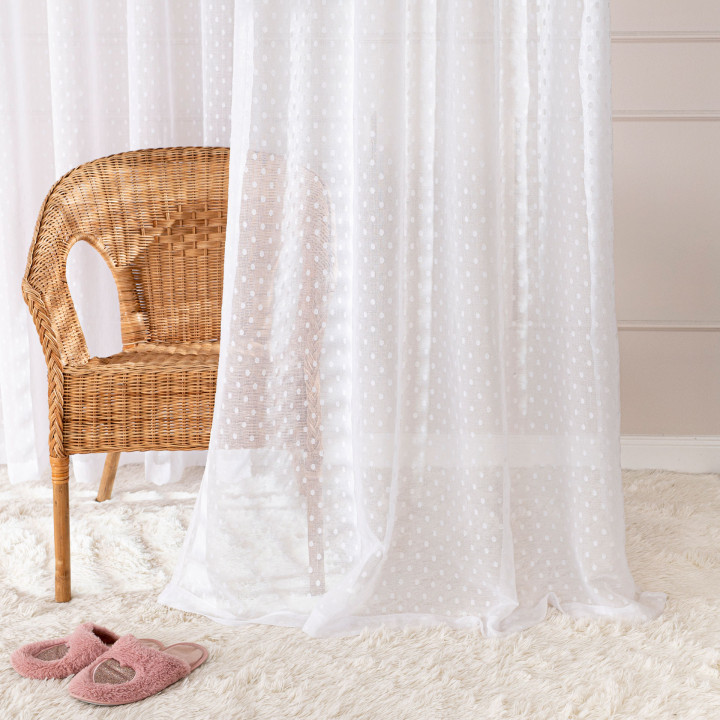 Firana gotowa na taśmie, szerokość 300c x wysokość 250cm, kolor 001 biały
