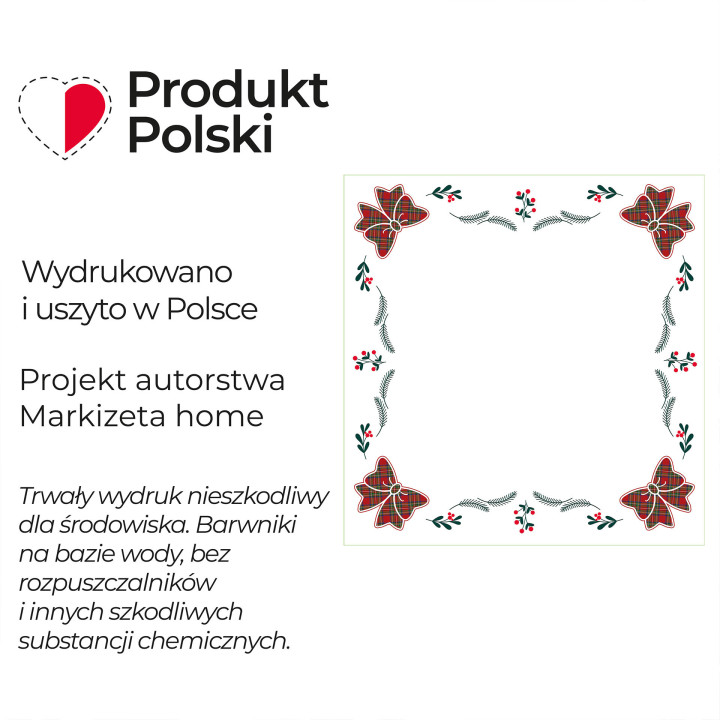 KOKARDA SZKOTI · Bieżnik wodoodporny · 80x80 cm · kolor biały