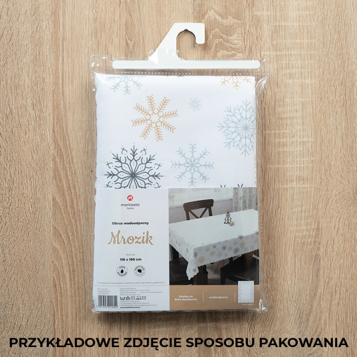 ŚNIEŻKI VELVET · Bieżnik wodoodporny · 40x160 cm · kolor jasny niebieski ze srebrnym