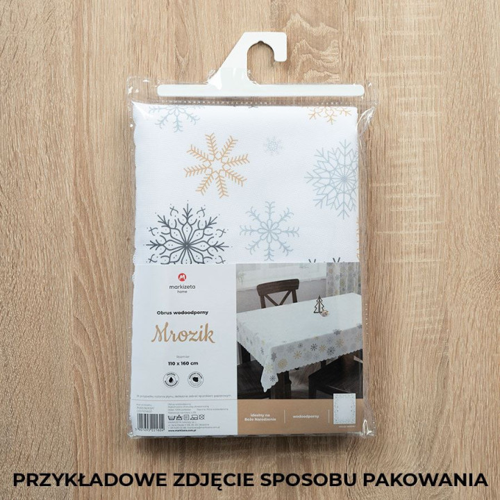 ŚNIEŻKI VELVET · Bieżnik wodoodporny · 40x160 cm · kolor jasny niebieski ze srebrnym
