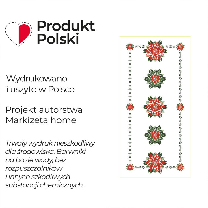 FOLK GWIAZDA BETLEJEMSKA · Bieżnik wodoodporny · 50x100 cm · kolor biały