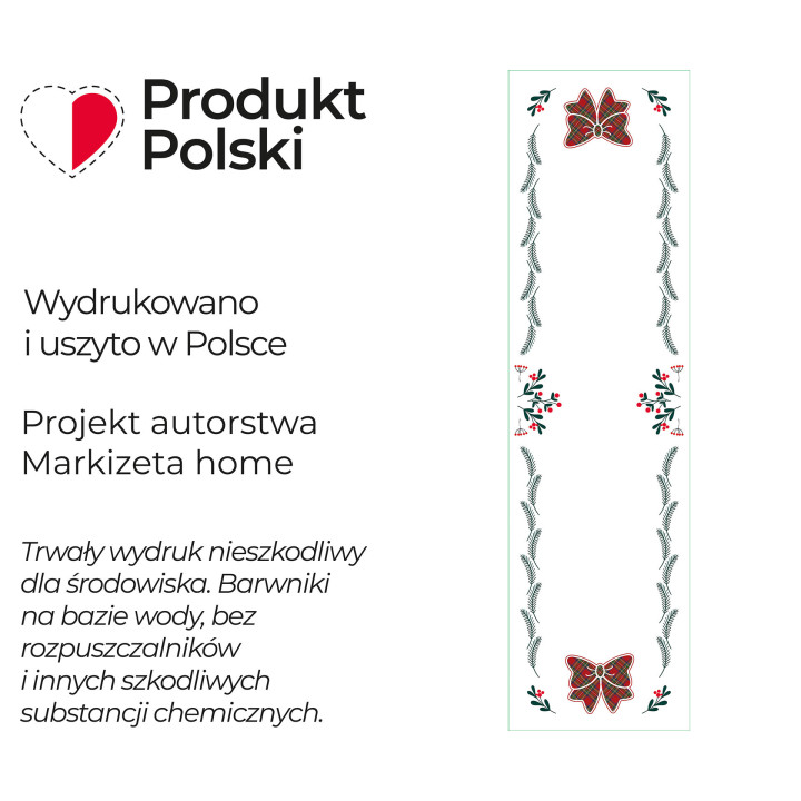 KOKARDA SZKOTI · Bieżnik wodoodporny · 38x140 cm · kolor biały