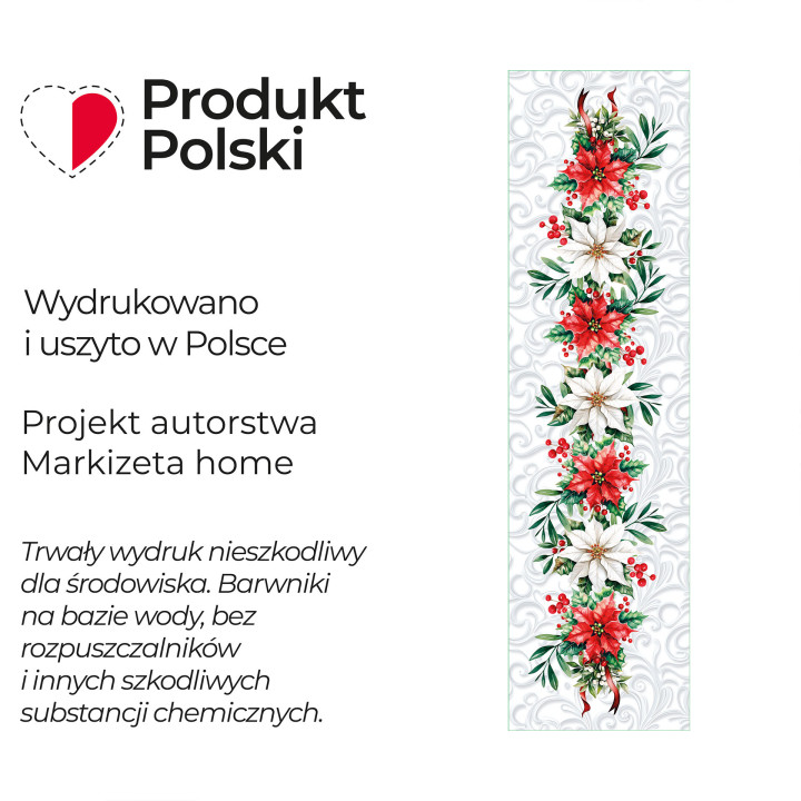 GWIAZDA BETLEJEMSKA · Bieżnik wodoodporny · 38x140 cm · kolor biały