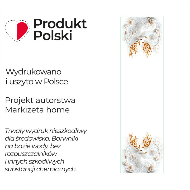 JELONEK 3D · Bieżnik wodoodporny · 38x140 cm · kolor biały