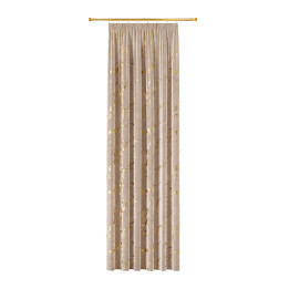 MARMA Zasłona gotowa na taśmie z welwetu · ciemny beżowy ze złotym · 140x250 cm
