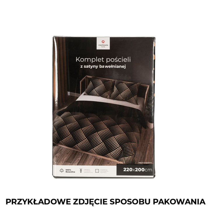 LUXE Pościel Satynowa – złote geometryczne wzory – 160x200cm