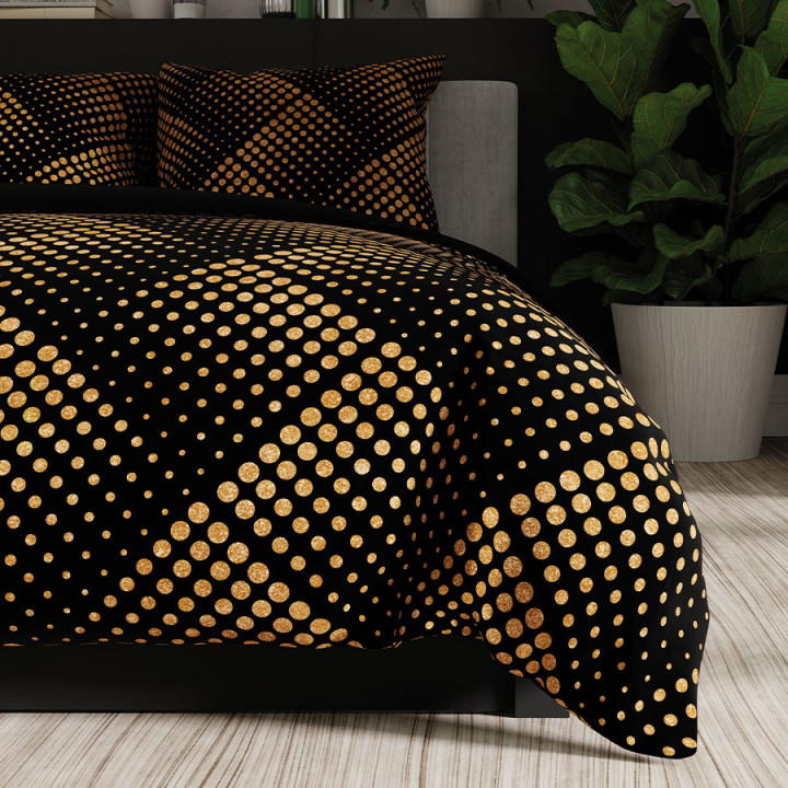 LUXE Pościel Satynowa – złote geometryczne wzory – 160x200cm