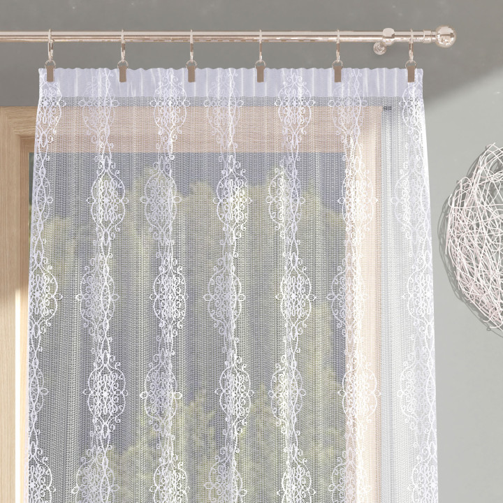 EMBER Firana gotowa na taśmie, szerokość 140cm x wysokość 250cm, kolor 001 biały