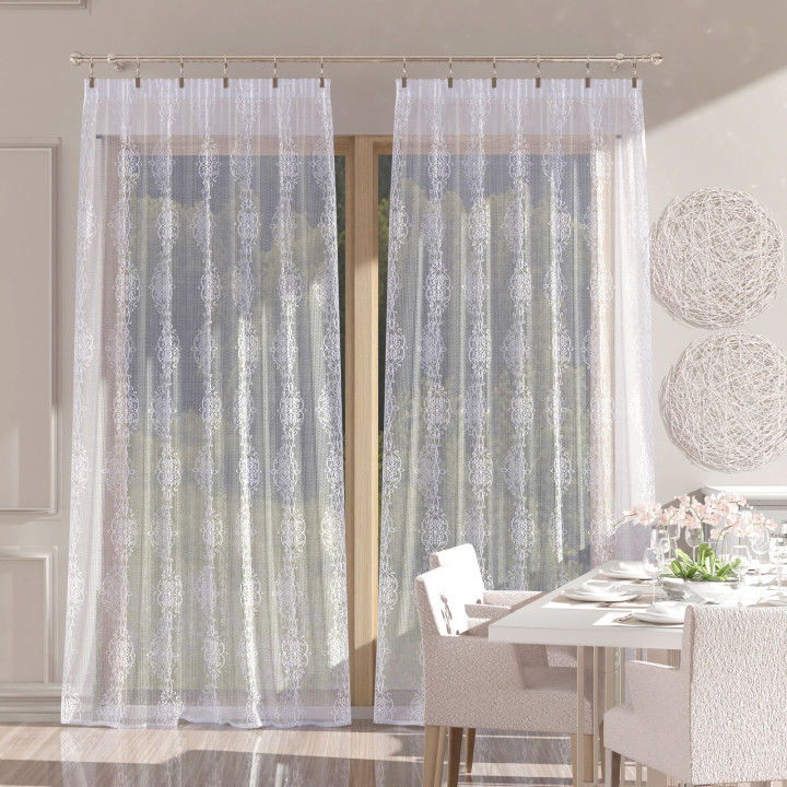 EMBER Firana gotowa na taśmie, szerokość 140cm x wysokość 250cm, kolor 001 biały