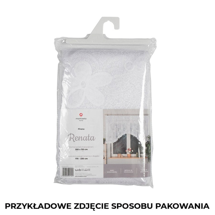 RENATA firanka żakardowa biała w kwiaty 350x110