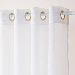 MARIETTA Firanka gotowa na przelotkach z etaminy · offwhite ze złotym-szampańskim · 140x250 cm
