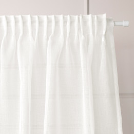 MARIETTA Firanka gotowa na taśmie z etaminy · offwhite ze złotym-szampańskim · 140x250 cm
