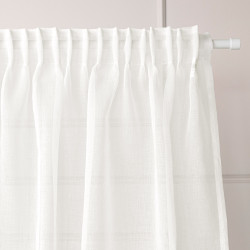 MARIETTA Firanka gotowa na taśmie z etaminy · offwhite ze złotym-szampańskim · 140x250 cm