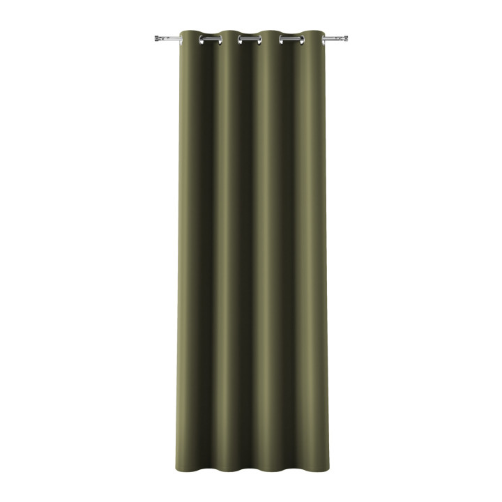 DONA Zasłona gotowa na przelotkach z tkaniny zaciemniającej blackout · zielonoszary · 140x230 cm