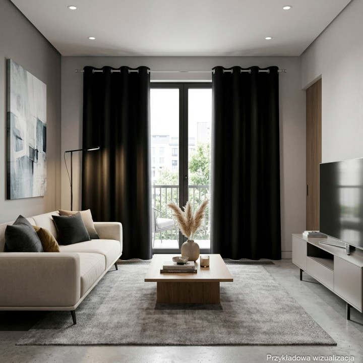 DONA Zasłona gotowa na przelotkach z tkaniny zaciemniającej blackout · czarny · 140x240 cm