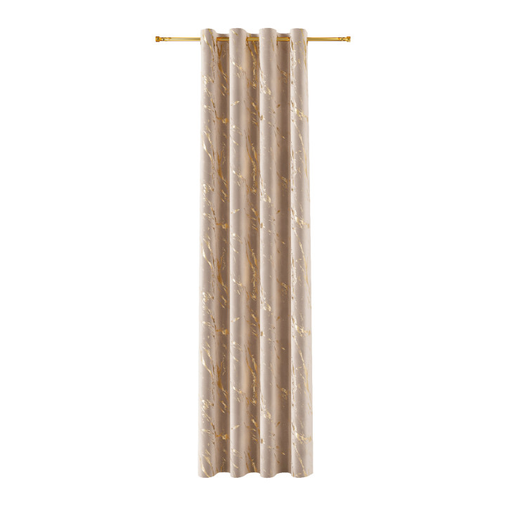 MARMA Zasłona gotowa na przelotkach z welwetu · ciemny beżowy ze złotym · 140x230 cm