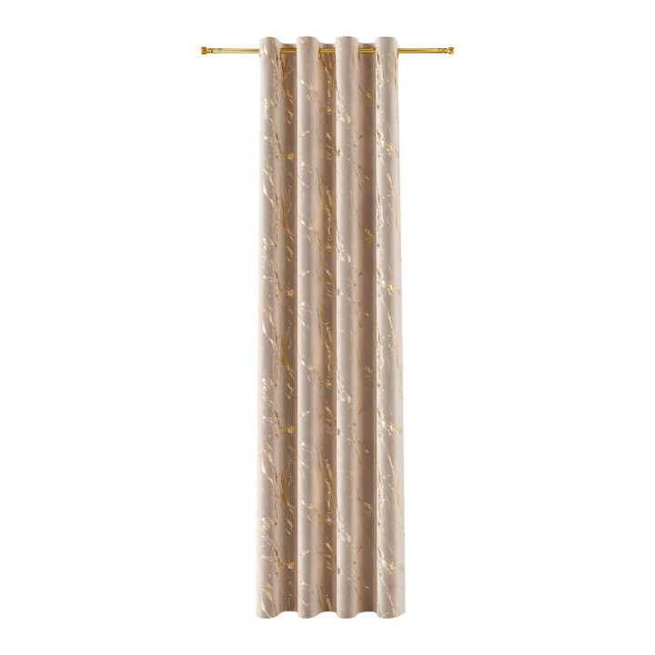 MARMA Zasłona gotowa na przelotkach z welwetu · ciemny beżowy ze złotym · 140x240 cm