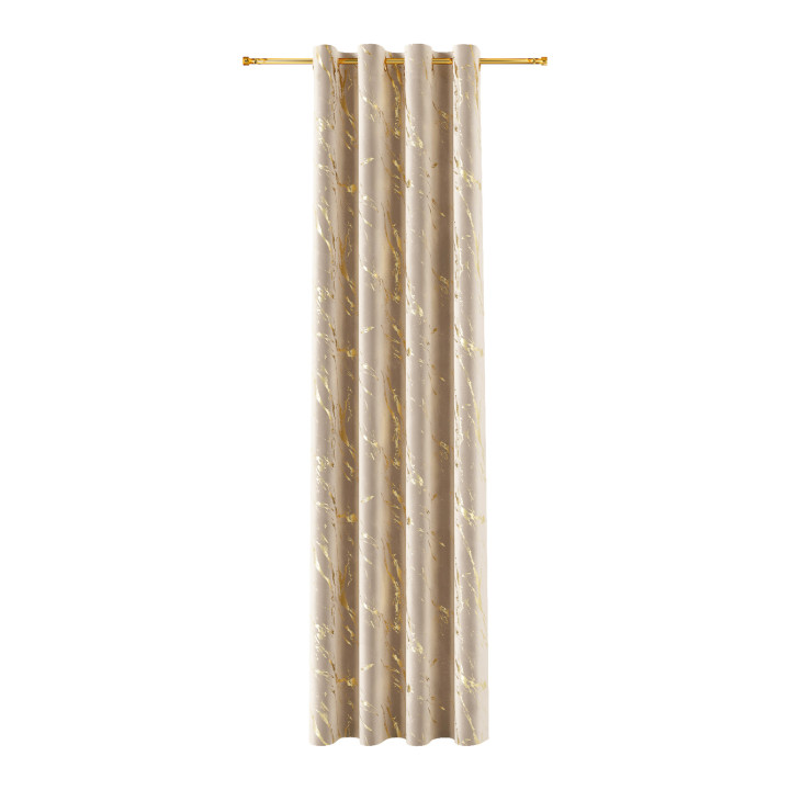 MARMA Zasłona gotowa na przelotkach z welwetu · ciemny kremowy ze złotym · 140x230 cm