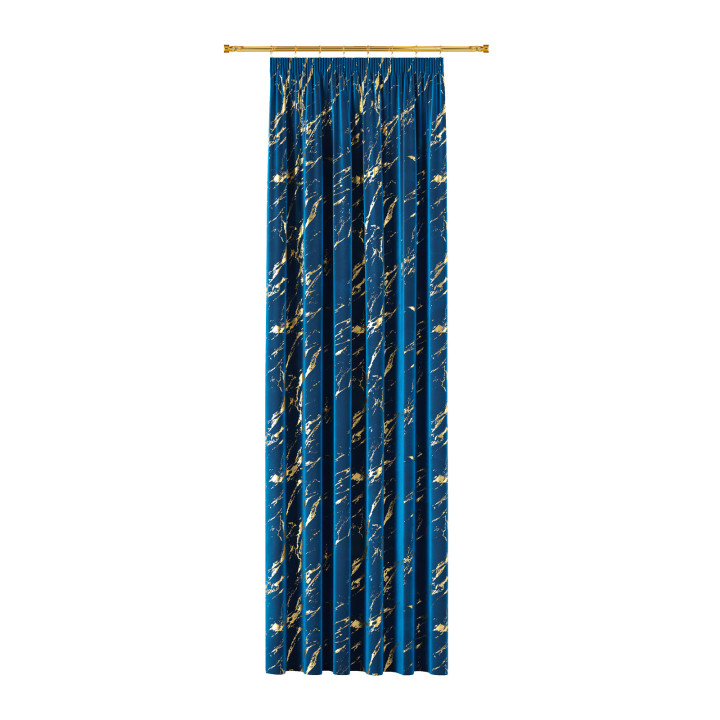 MARMA Zasłona gotowa na taśmie z welwetu · granatowy ze złotym · 140x230 cm