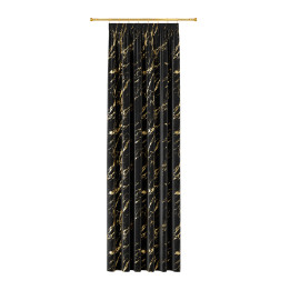 MARMA Zasłona gotowa na taśmie z welwetu · czarny ze złotym · 140x230 cm