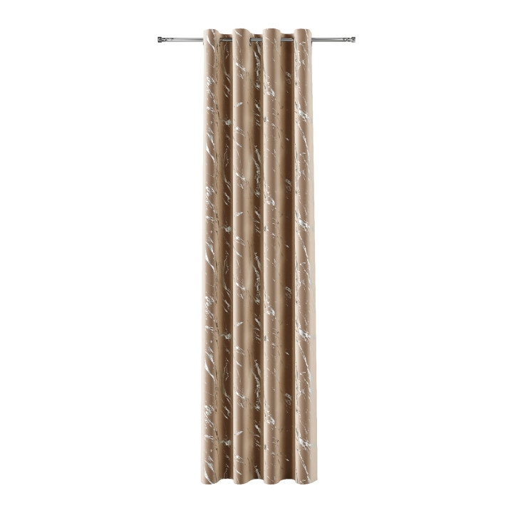 MARMA Zasłona gotowa na przelotkach z welwetu · ciemny beżowy ze srebrnym · 140x230 cm