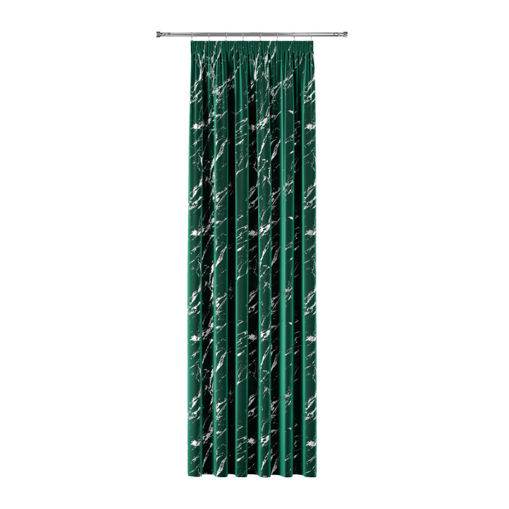 MARMA Zasłona gotowa na taśmie z welwetu · ciemny zielony; butelkowy ze srebrnym · 140x240 cm