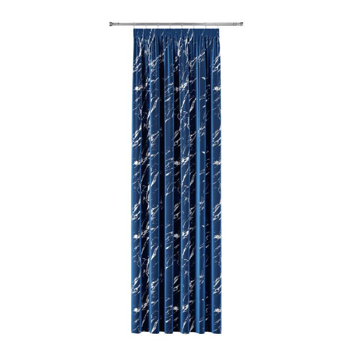 MARMA Zasłona gotowa na taśmie z welwetu · granatowy ze srebrnym · 140x240 cm