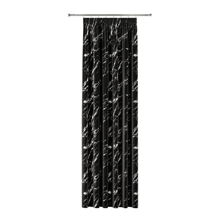 MARMA Zasłona gotowa na taśmie z welwetu · czarny ze srebrnym · 140x240 cm