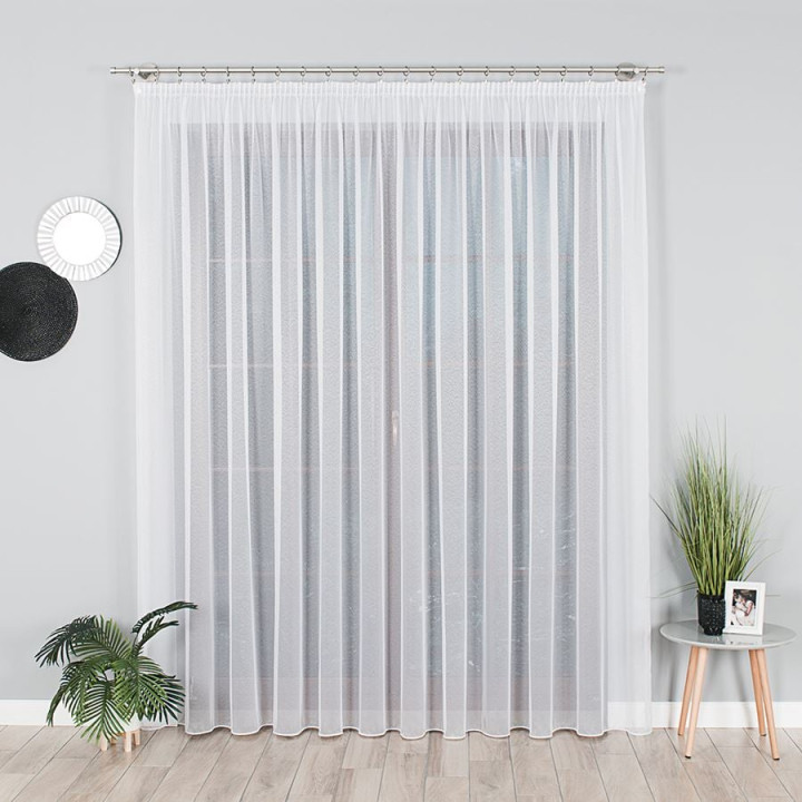 Firanka fantazyjna na markizecie z ołowianką, wysokość 330cm, kolor 001 biały