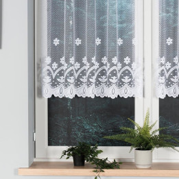 Zazdrostka żakardowa ze wzorem pasowym, wysokość 100cm, kolor 001 biały