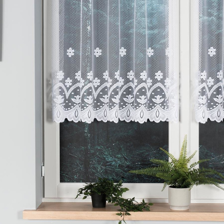 Zazdrostka żakardowa ze wzorem pasowym, wysokość 100cm, kolor 001 biały