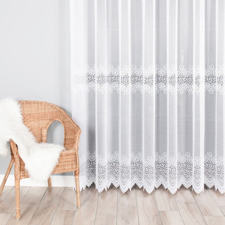 VIOLETTA Firanka żakardowa ze wzorem pasowym, wysokość 250cm, kolor 001 biały