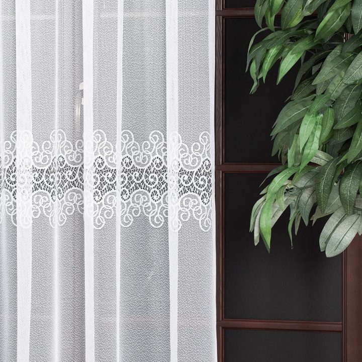 VIOLETTA Firanka żakardowa ze wzorem pasowym, wysokość 250cm, kolor 001 biały