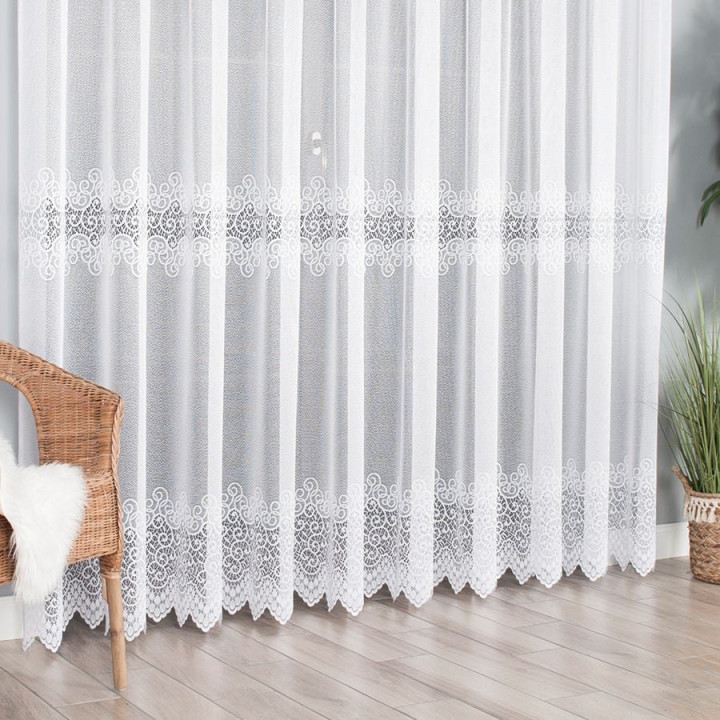 VIOLETTA Firanka żakardowa ze wzorem pasowym, wysokość 250cm, kolor 001 biały