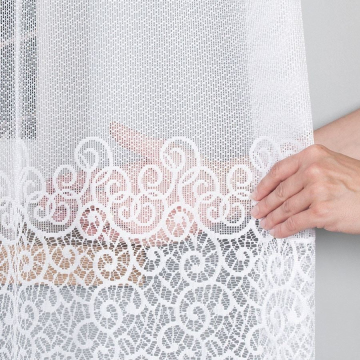 VIOLETTA Firanka żakardowa ze wzorem pasowym, wysokość 120cm, kolor 001 biały