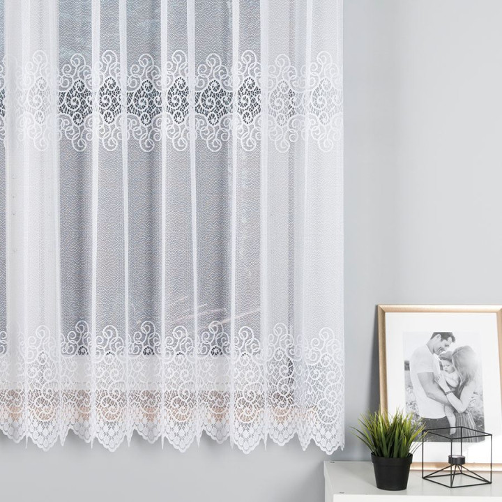 VIOLETTA Firanka żakardowa ze wzorem pasowym, wysokość 170cm, kolor 001 biały
