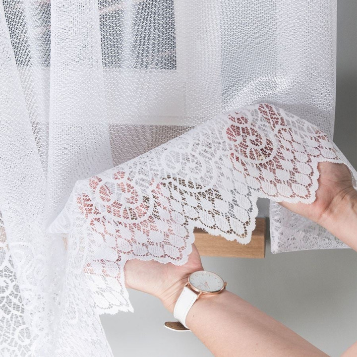 VIOLETTA Firanka żakardowa ze wzorem pasowym, wysokość 170cm, kolor 001 biały