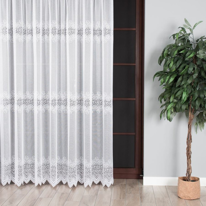 VIOLETTA Firanka żakardowa ze wzorem pasowym, wysokość 230cm, kolor 001 biały