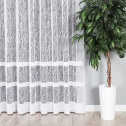 Firanka żakardowa ze wzorem pasowym, wysokość 230cm, kolor 001 biały